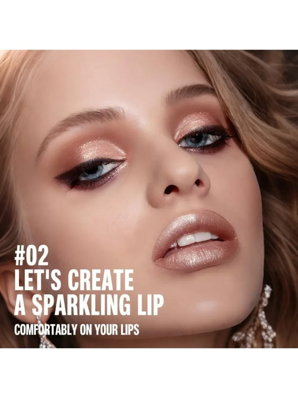 Women 1Pcs -02-2 Shimmery Metallic Cone-Tip Glitter Lipstick and Lip Liner